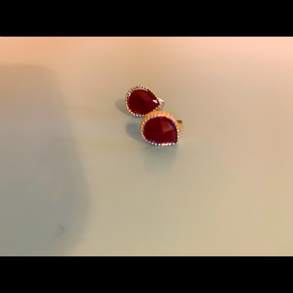 Maroon and gold teardrop earrings